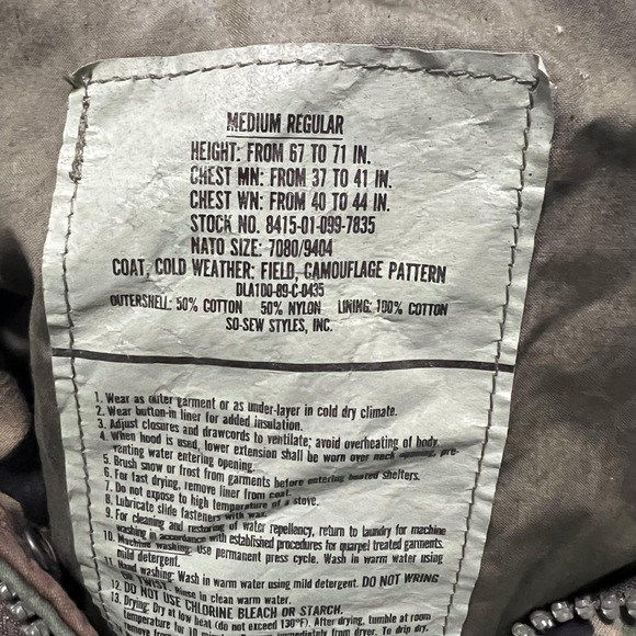 Vintage SO-SEW STYLES M-65 Field Jacket Mens Medium Woodland Camo Hooded Coat - Picture 2 of 8